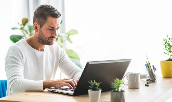 Professional working on a laptop