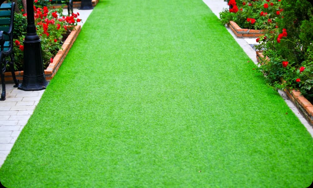 newly installed artificial grass pathway