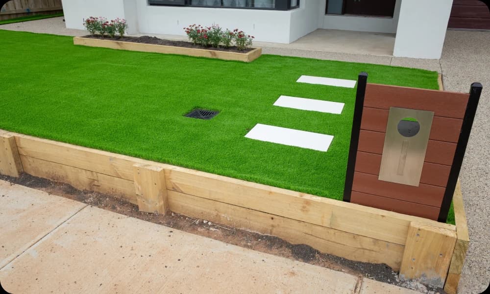 newly completed landscaping project in a residential property